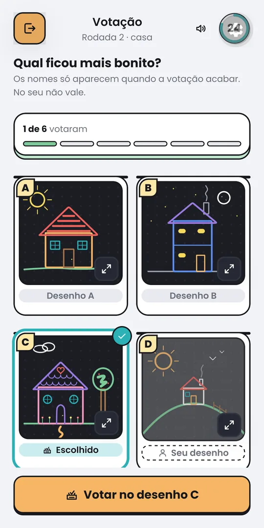 Votação da Galeria com os desenhos da rodada